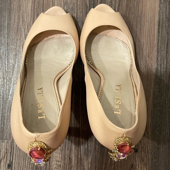 LeSilla SHOES. Décolleté w Jewel on the heel. Leather. MADE IN ITALY. 7 or 37IT - Picture 4 of 16